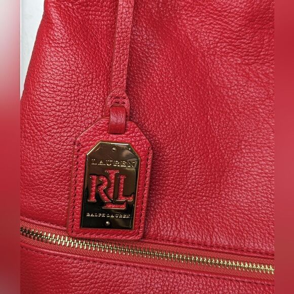 Ralph Lauren Leather Bag Academia 90s Y2K Countryside Chic Preppy Tomato Girl - Picture 4 of 10